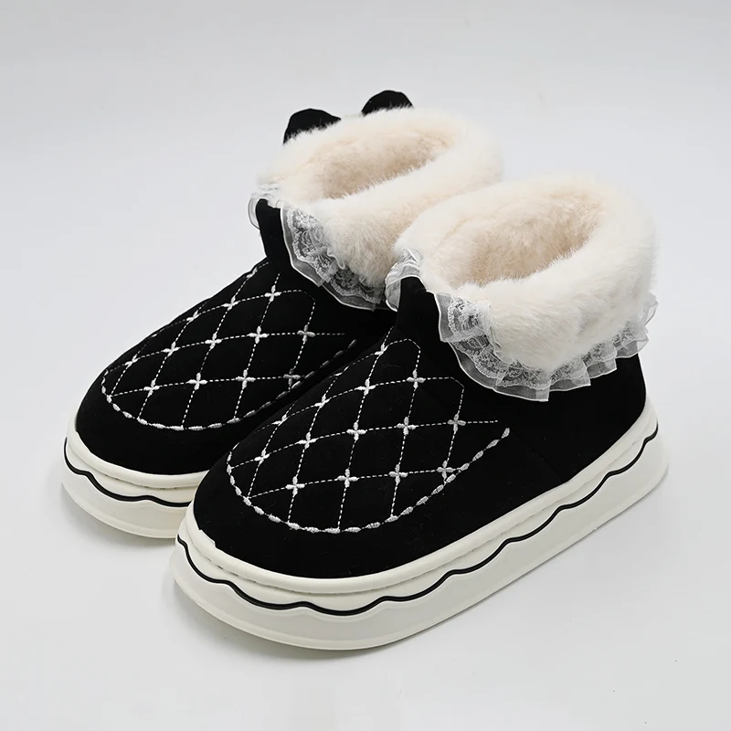 Botas de neve de arco de renda
